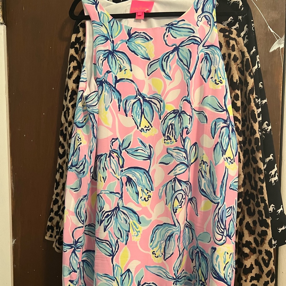 Lilly Pulitzer Jackie Silk Shift Dress in Sweet Pea Large